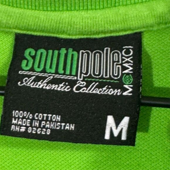 Southpole Polo Shirt Men’s M Neon Green Y2K 2000s Streetwear Skate Preppy Retro - Picture 5 of 8
